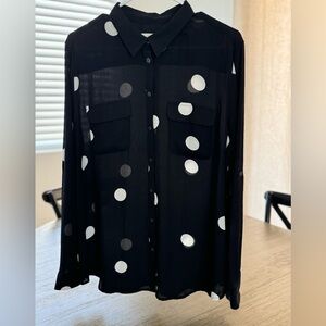 Loft- black and cream button down top - size xl